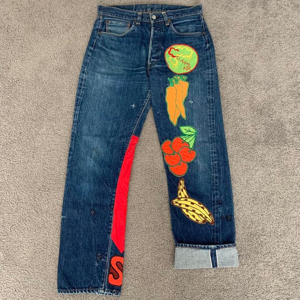 70s 1970s Selvedge Redline Original Patchwork Levi’s 501 Custom Denim Jeans - Picture 2 of 8